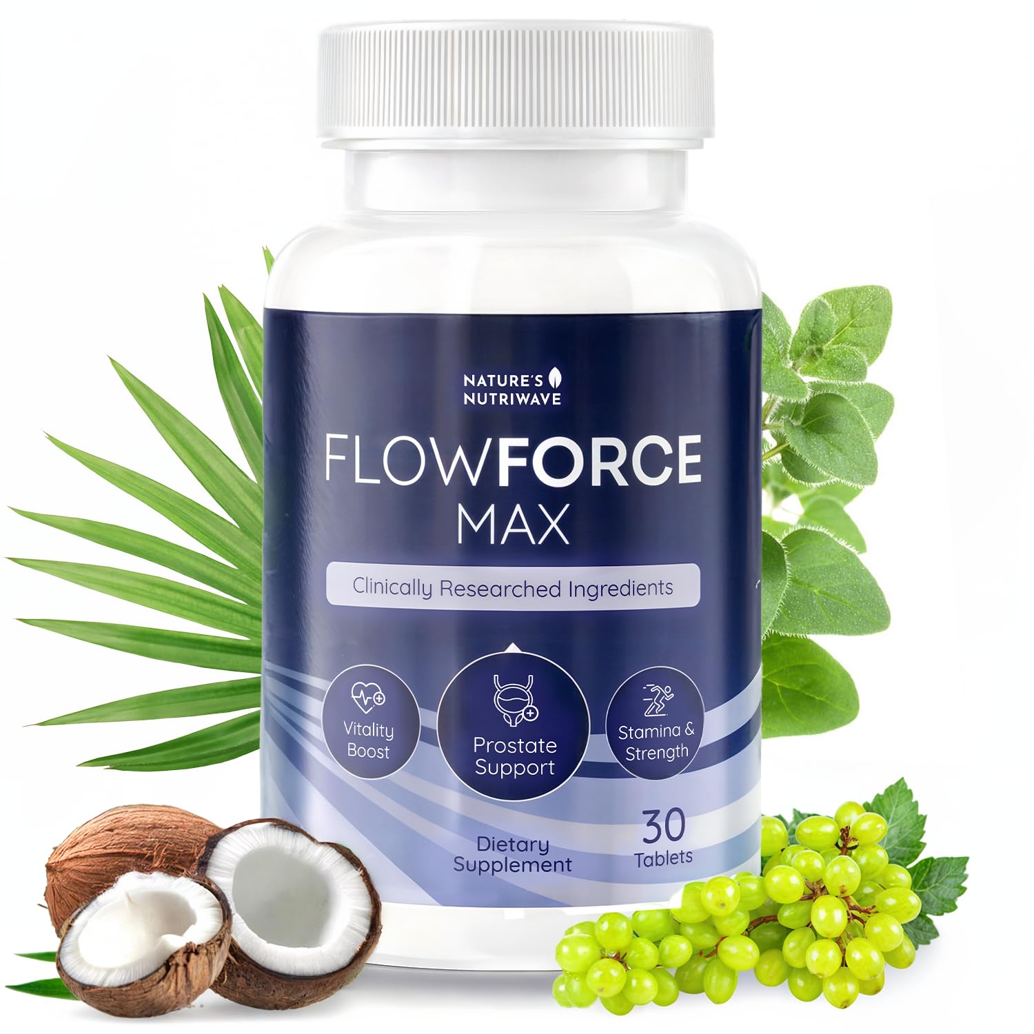 FlowForceMax Herbal Support Supplement - Natural Plant-Based Formula with Saw Palmetto Extract | 30 Chewable Tablets, 1 Month Supply, Made in USA