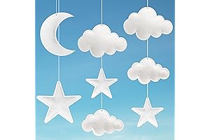 Celestial Tapestry of Hanging 3D Stars and Moon