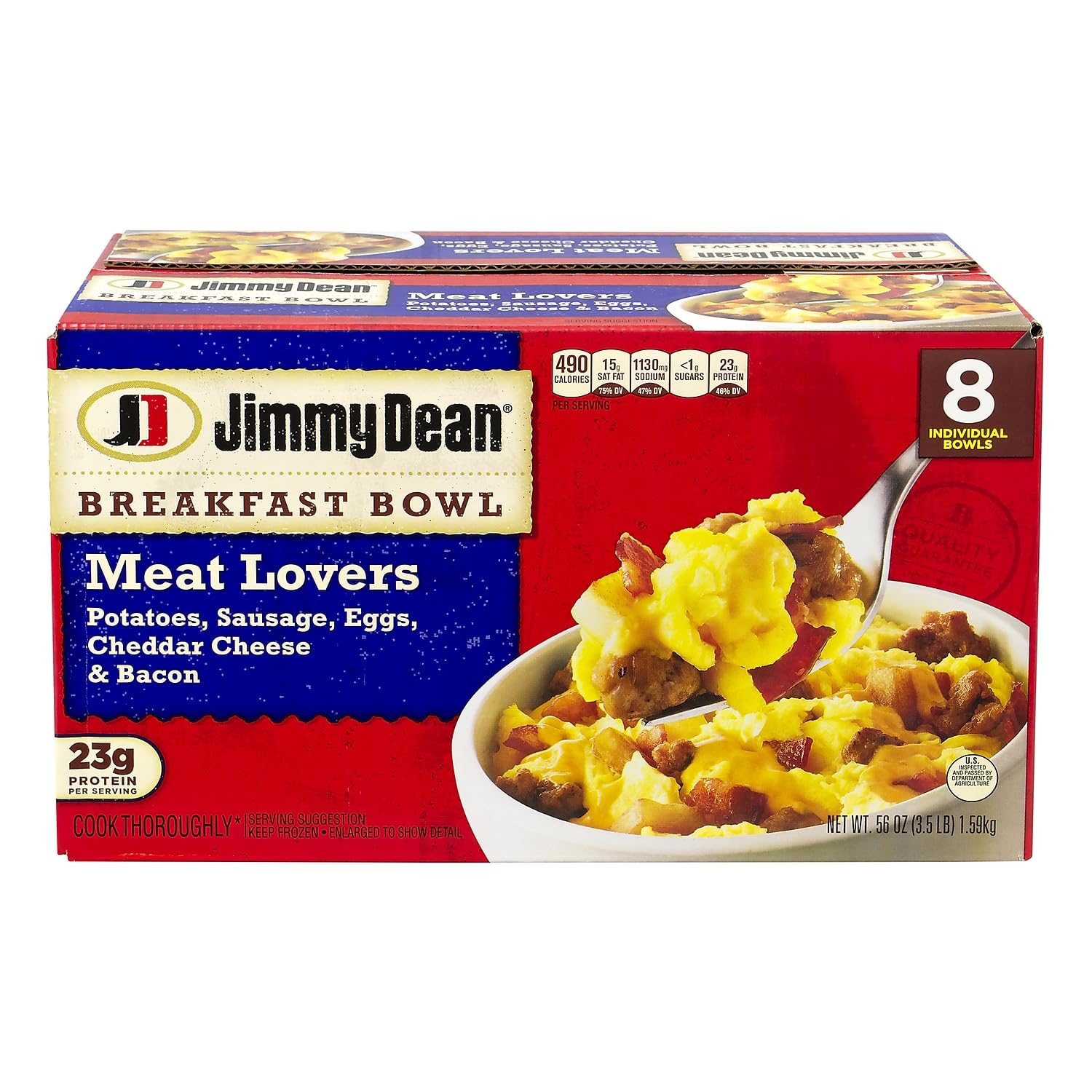JIMMY DEAN BREAKFAST BOWLS FROZEN MEAT LOVERS BREAKFAST BOWL 56 OZ - 0077900706163