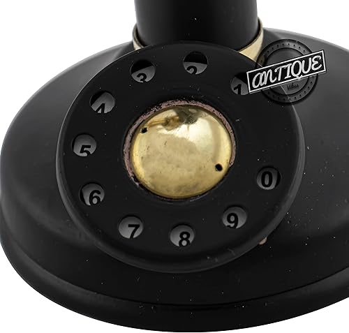 Miniatura 7 de Decoración antigua Candelabro Teléfono Esfera Rotativa No Funciona Decoración del Hogar Escritorio Estante Decoración (Swan-Latón-Negro)