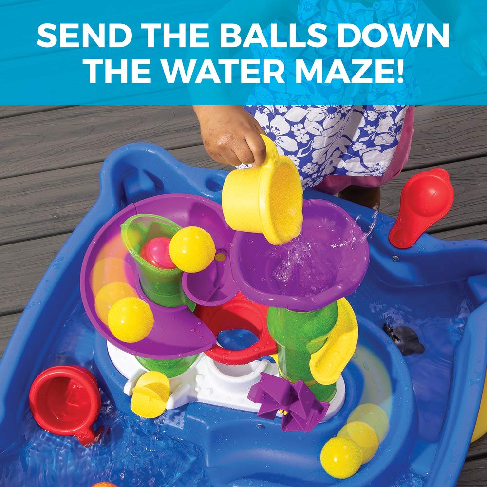 STEP2 Rise & Fall Wasserspieltisch mit Bällen | Wassertisch mit 10-teiligem Zubehörset | Garten Wasser Spieltisch für Kinder oder Indoor Bälle Tisch
