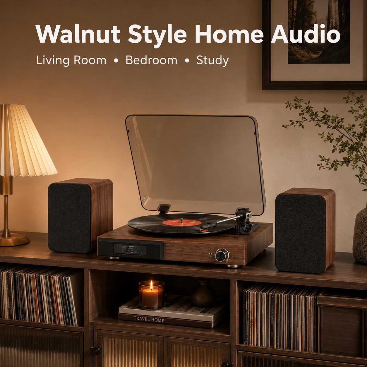 Gramofon Bluetooth z podwójnymi zewnętrznymi głośnikami