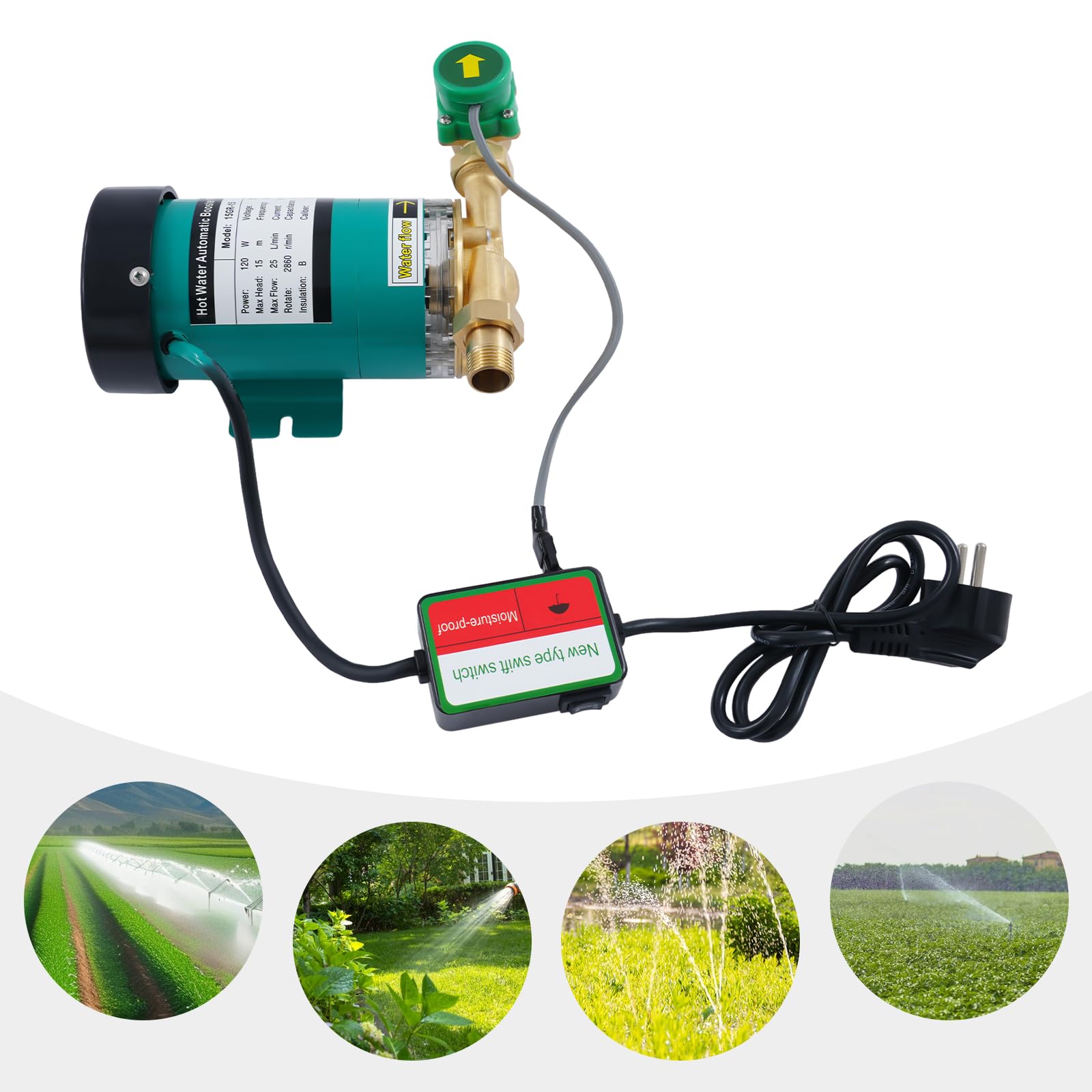 Druckerhöhungspumpe 120W Automatisch Druckpumpe 2850rpm Max. Durchflussrate 25L/min Gartenpumpe Selbstansaugend Wasserpumpe, Kreiselpumpe, für Garagen, Pools und Gärten