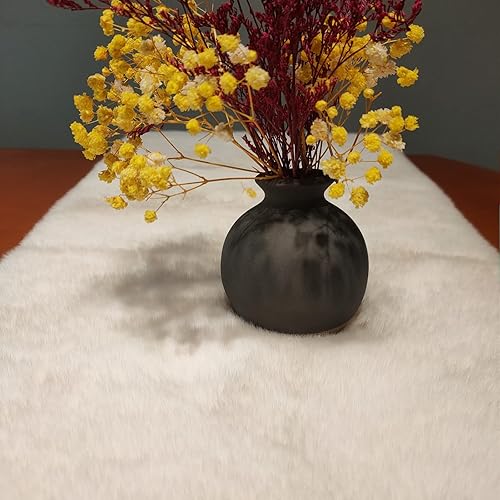 Miniatura 8 de Camino de mesa decoración de mesa de comedor de piel sintética blanca leche para invierno hogar fiesta tocador cumpleaños Navidad Acción de Gracias