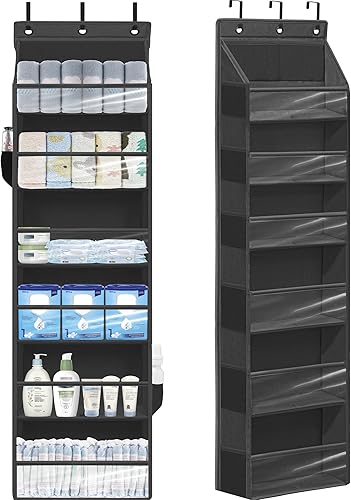 Miniatura 1 de Organizador de puerta con 6 bolsillos extra grandes, 12 bolsillos laterales, estante de almacenamiento resistente para armario, organizador de