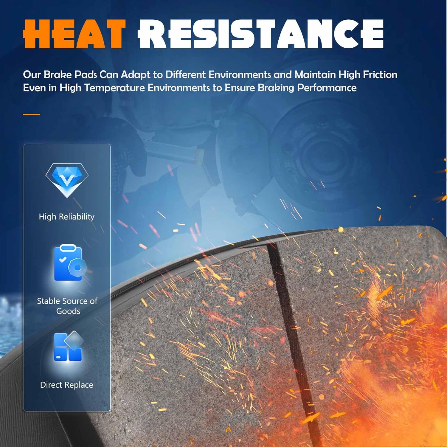 4PCS Rear Ceramic Brake Pads Compatible with Cadillac Escalade/ESV 2015-2020 Silverado 1500 2014-2018 Tahoe 2015-2020 GMC Sierra 1500 2014-2018