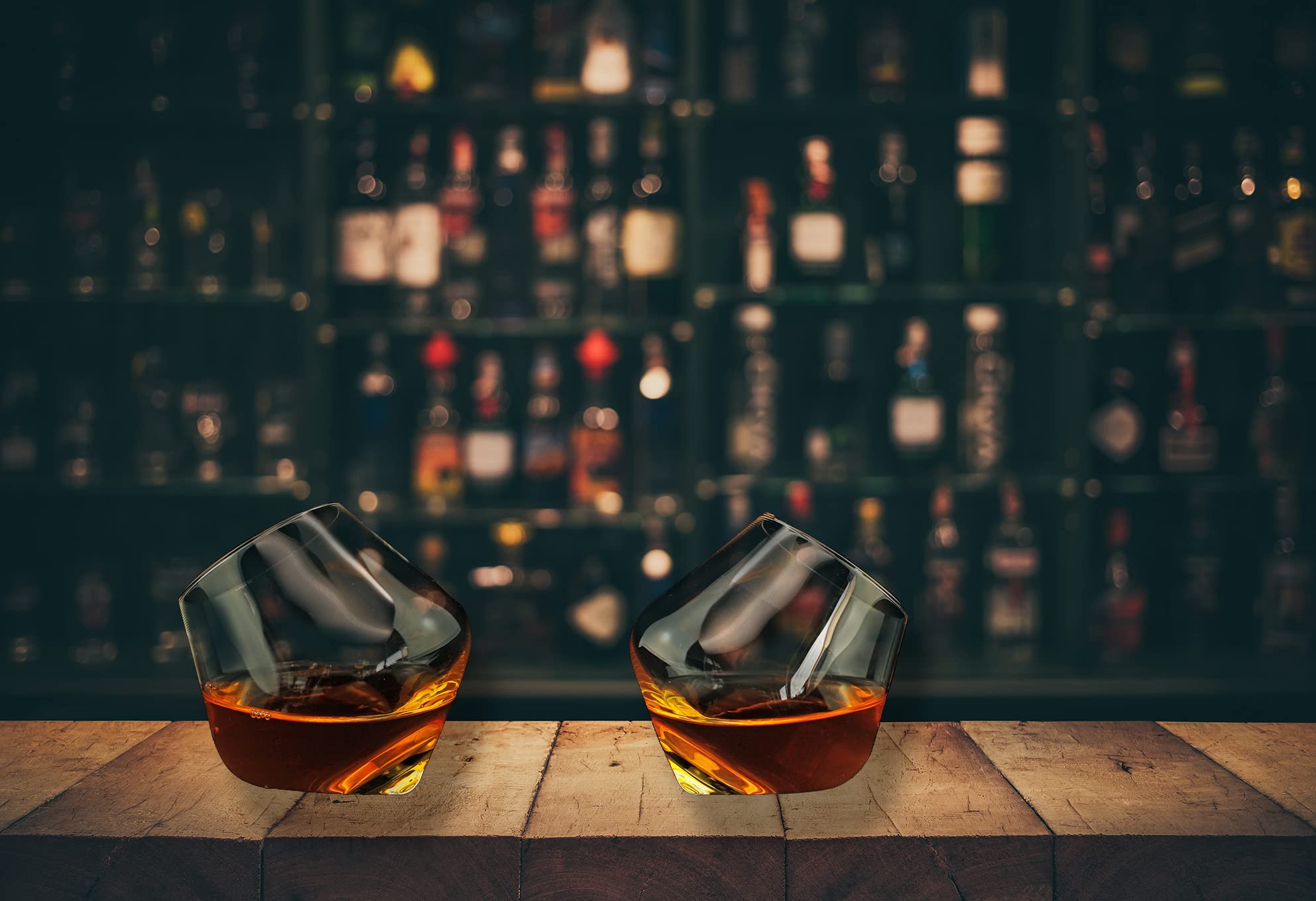 Winkee - Rolling Whisky Glasses Set of 2 | Aperitif Glass Shape Round | Suitable for Whisky, Mojito, Vodka, Brandy, Gin | Gift for Christmas, Birthday, Valentine's Day, Easter