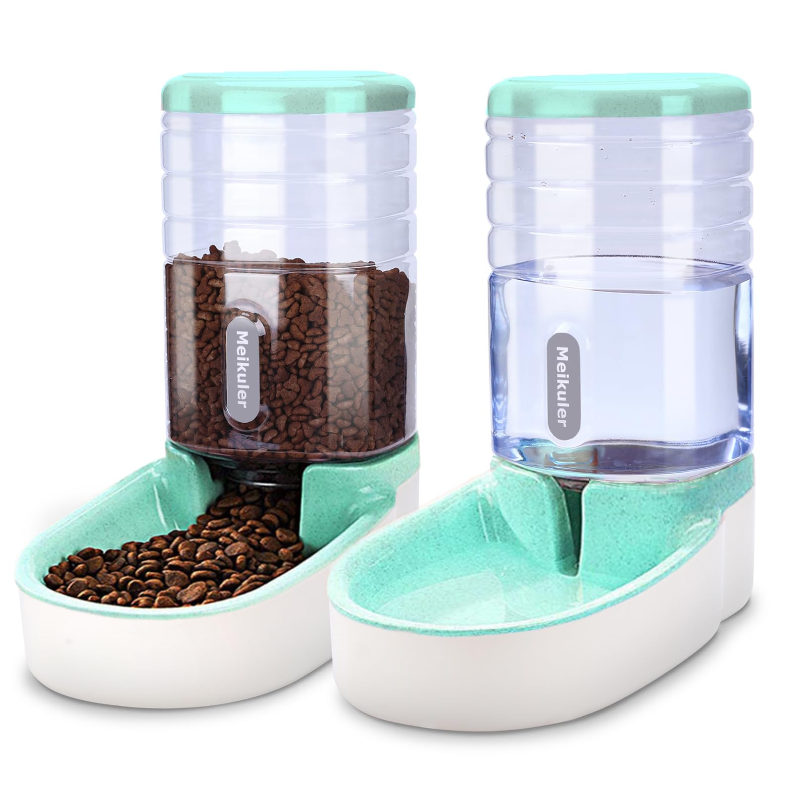 Distributore automatico di cibo 3,8 l, distributore di acqua da 3,8 l, mangiatoia per cani, gatti, animali domestici (verde)