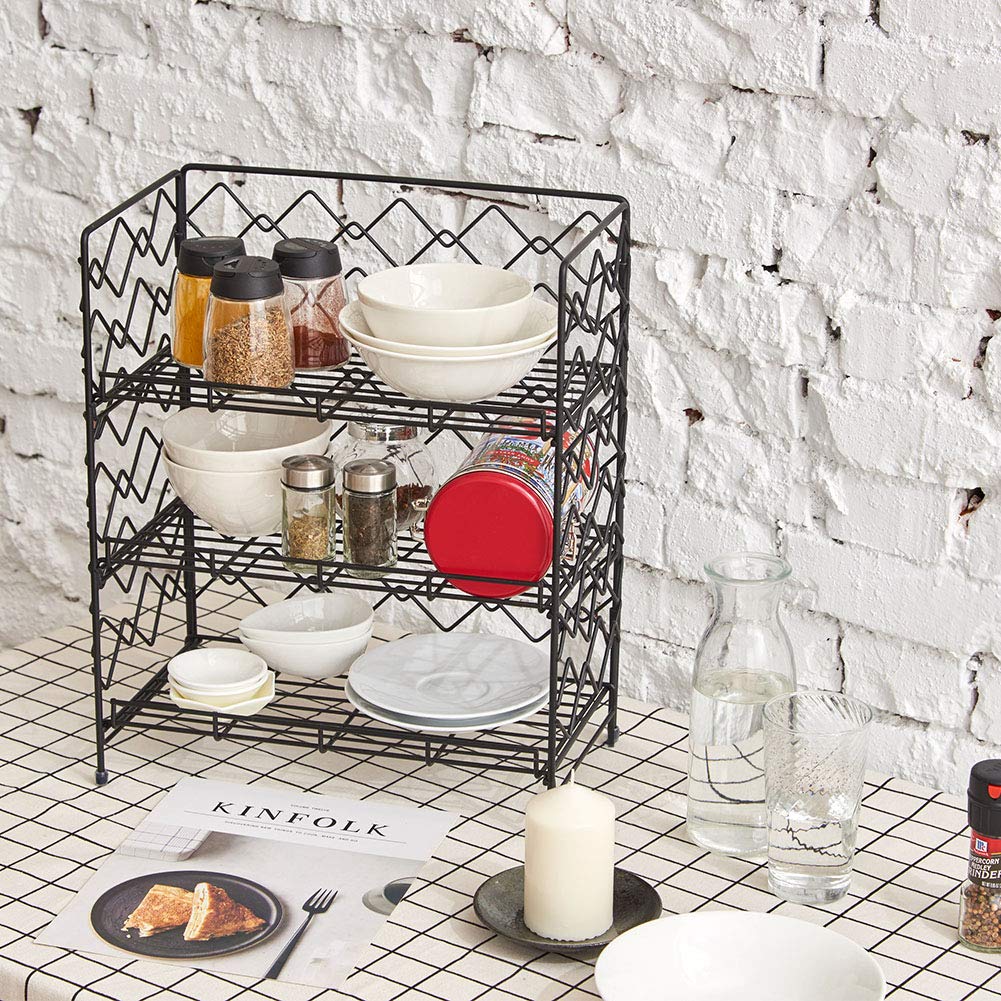3Tier Spice Rack, EZOWare Countertop Storage Metal Wire Basket