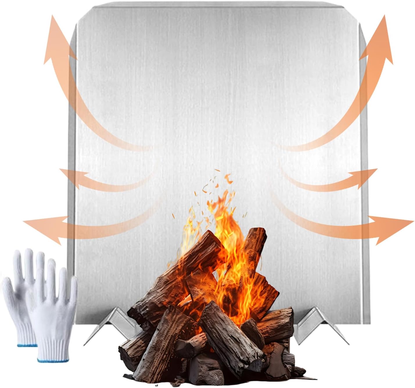 Stainless Steel Fireplace Fireback – Heat Deflecting Wall Protection, Winter Warming Panel, 45.72x40.64cm | Fireback for Living Room, Cafe, Apartment, Guest Room, Villa, Fireplace Safety, Home Heating