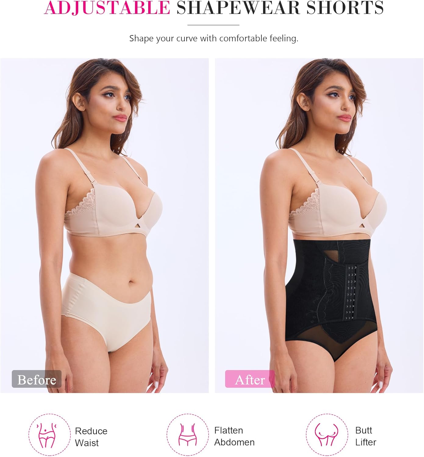 Nebility Shapewear Tummy Control Panties for Women Plus Size Faja Body Shaper Butt Lifter Panty High Waisted Shorts - Image 4