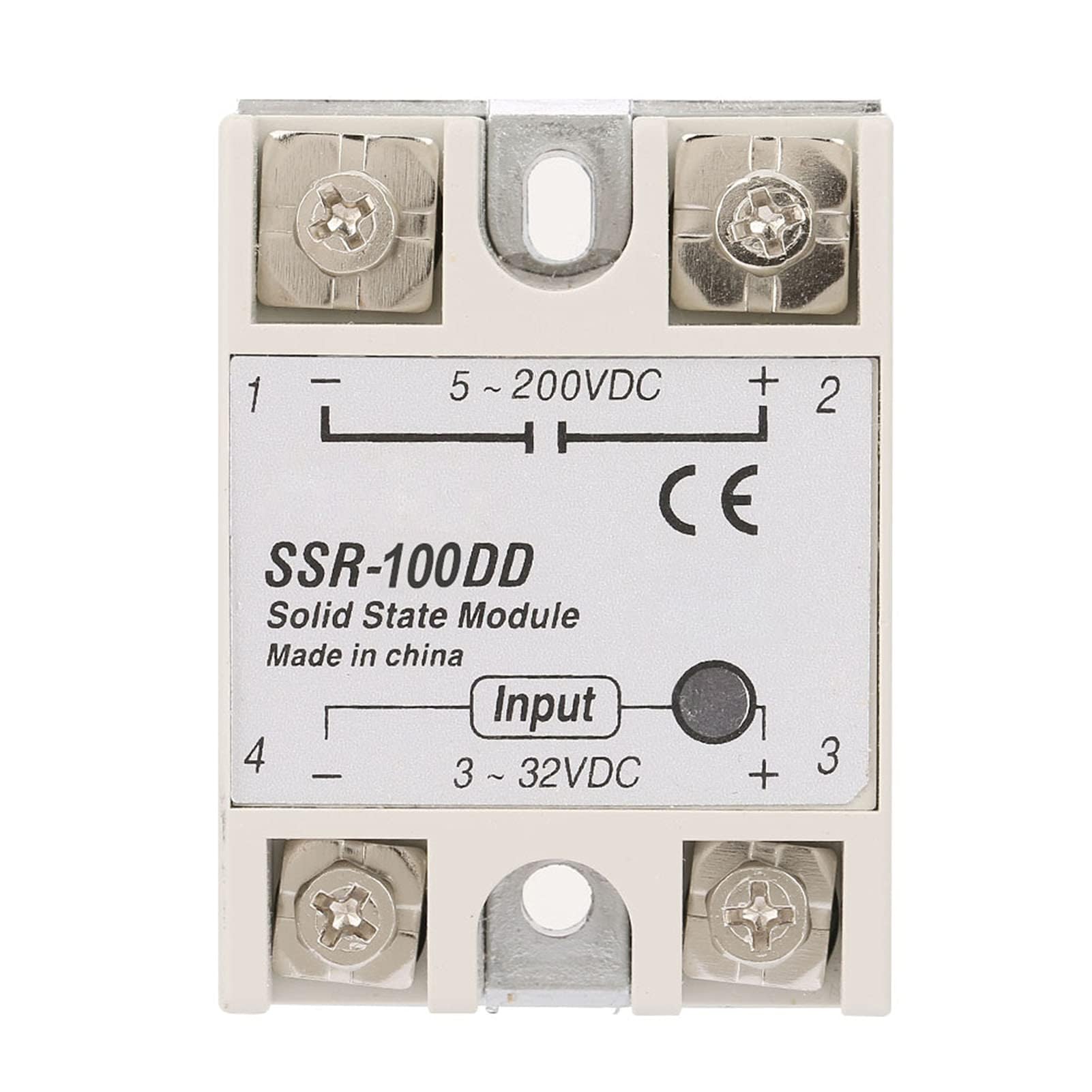 Relais Statique SSR-100DD 100A DC 3-32V Entrée 5-200V DC Sortie Haute Sensibilité Module de Relais DC à DC Normalement Ouvert