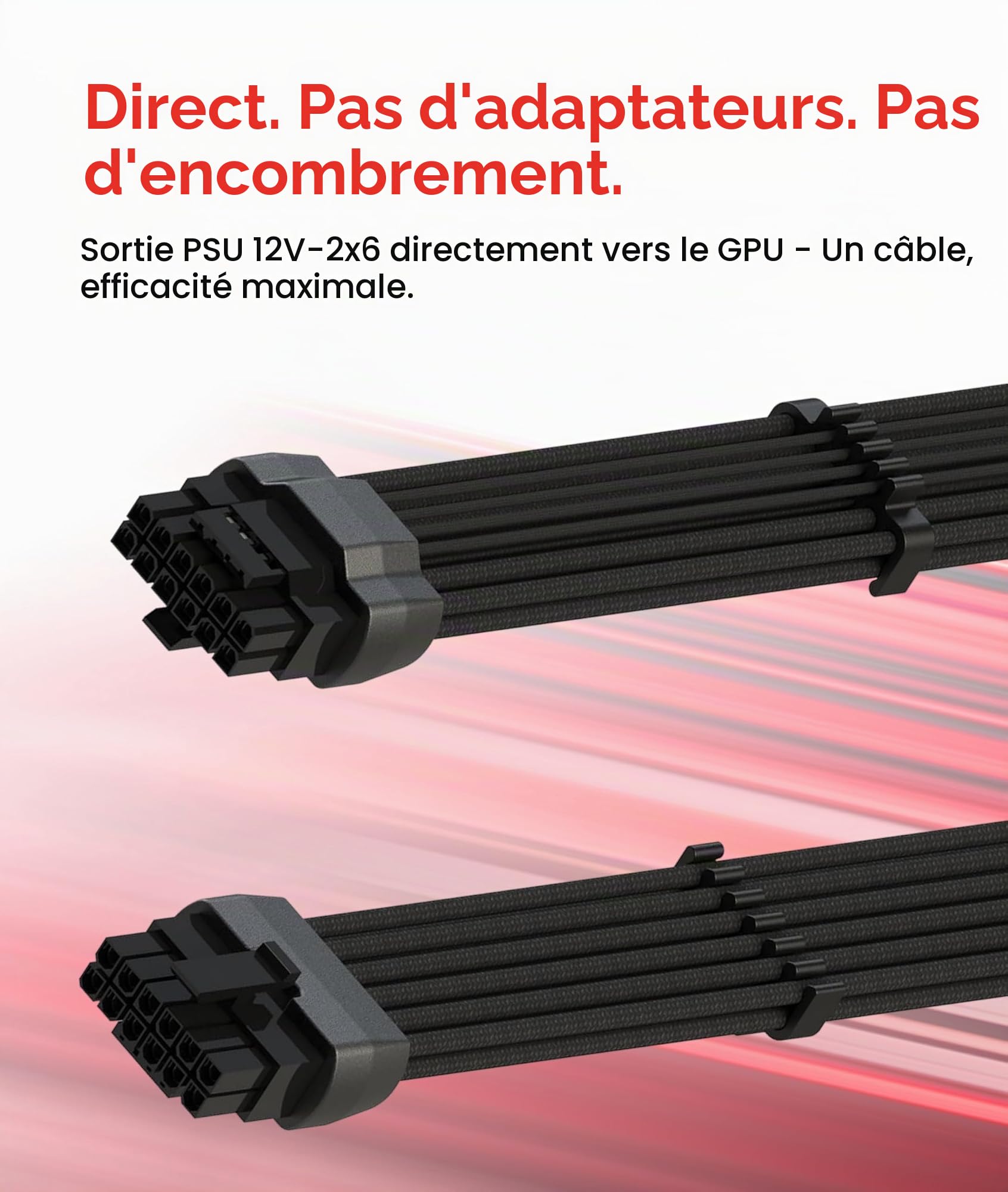 LINKUP - Câble d'alimentation haute puissance 600W PCIE 5.0 16 broches (12+4) AVA en angle gauche | Type moulé et soudé, 16AWG gainé | Compatible avec RTX5000 RTX4000 RTX3000 FE | 70 cm Noir