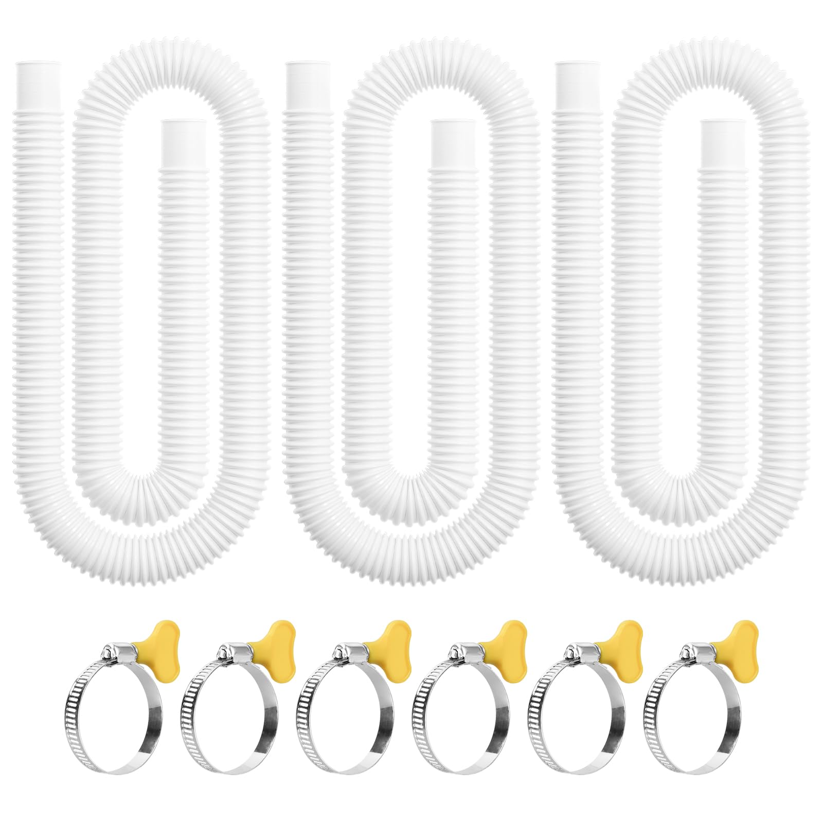Manguera de piscina para piscinas sobre el suelo, 3 paquetes de manguera de repuesto de bomba de piscina de 1.25 pulgadas de diámetro, manguera de piscina de 59 pulgadas de longitud con 6