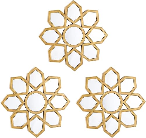 Miniatura 1 de Espejos dorados para decoración de pared espejo redondo pequeño arte de pared decorativo juego de 3 espejos de pared para sala de estar juegos de