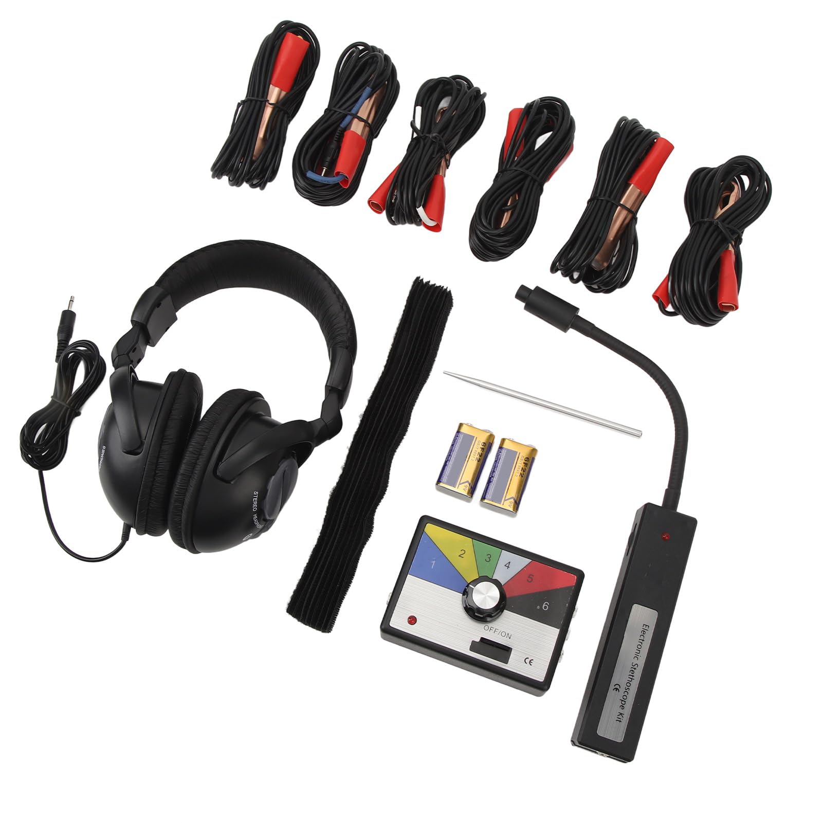 Aramox Chassis-Ohr-Autodiagnosetool, Elektronisches Stethoskop-Kit, 6-Kanal-Anti-Interferenz-genaues Motorgeräuschdiagnose-Scope-Mechanik-Tool