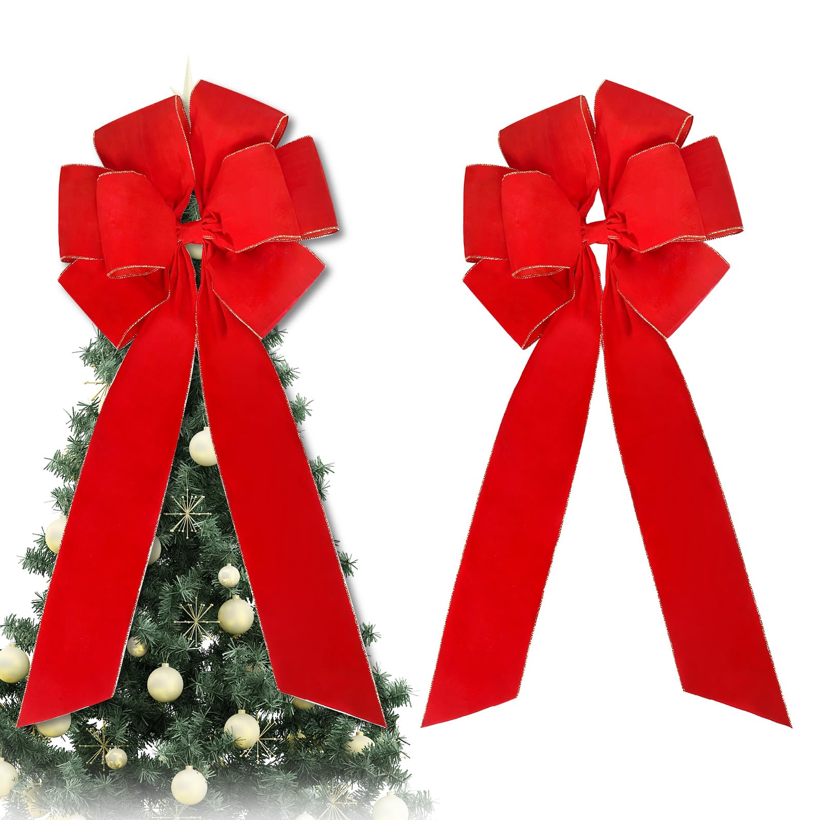 Large Christmas Bows,Giant Red Bow, Velvet Red Outdoor