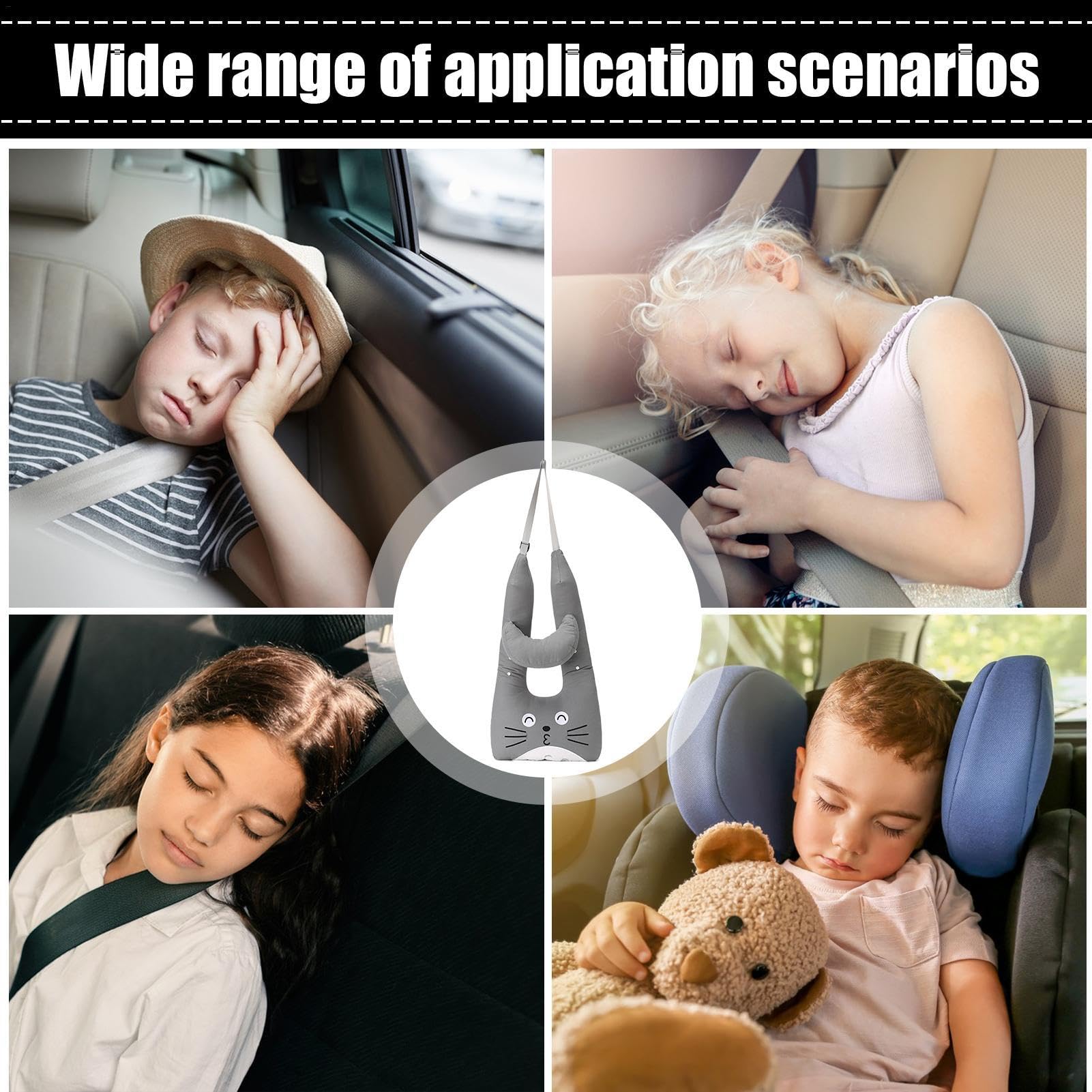 Cuscini da viaggio per bambini | Cuscino da viaggio a forma di U per | sedile posteriore a forma di U, cuscino da viaggio rimovibile comodo per auto, bambini e adulti per viaggi a lunga distanza