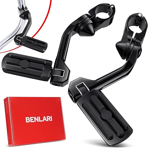 Benlari - Piquetas de carretera de 1 pulgada y 1-1/4 pulgadas, estribos ajustables de acero inoxidable 304 para Harley Touring, Street Glide, Road