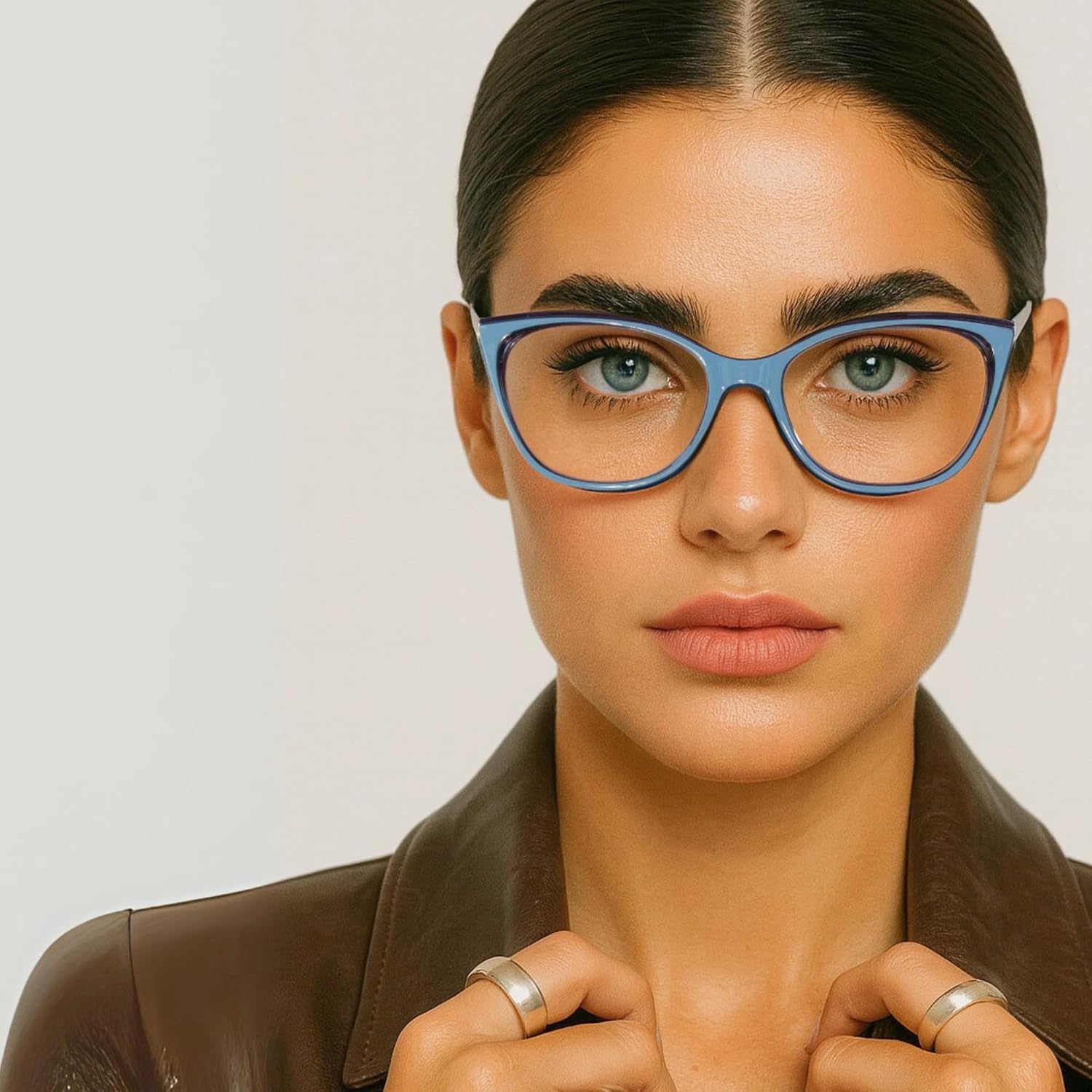 2SeeLife Narrow Cat Eye Reading Glasses for Women – Small–Medium Fit, Sturdy Frame, Spring Hinges, Stylish Cateye Readers, Pacific Blue, +1.00
