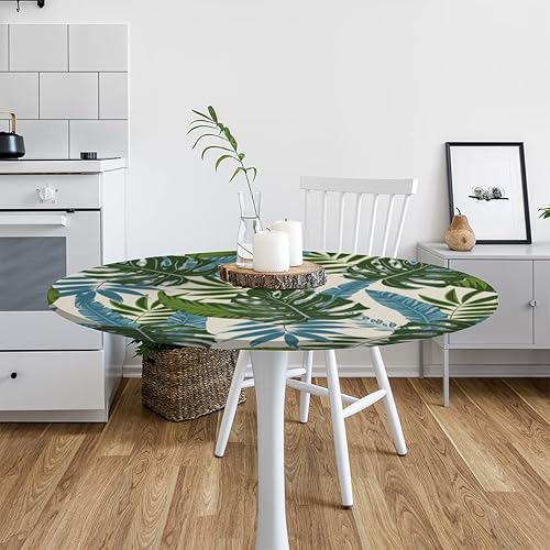 Vista 27 de Pardick Mantel redondo ajustable con diseño de flores de arte en acuarela con mantel elástico, mantel elástico redondo, impermeable, lavable, se