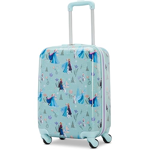 American Tourister Disney Frozen Carry-On Luggage - Airline Approved, Durable Hardshell with Favorite Frozen Characters - Roll Confidentially with Spinner Wheels & Colorful Adjustable Handle