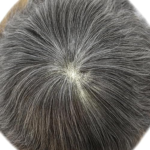 Miniatura 5 de Healthlif Mens Toupee Hairpieces Thin Skin Poly Toupee para hombres Sistema de reemplazo de cabello humano para hombres postizos 0.003 in Prótesis