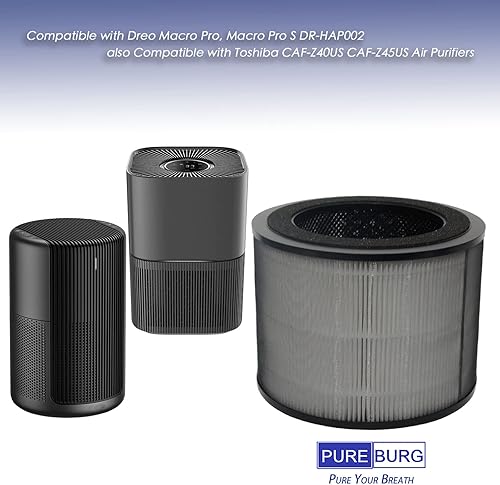 Miniatura 2 de PUREBURG DR-HAP002 Filtros de repuesto True HEPA compatibles con Dreo Macro Pro, Macro Pro S DR-HAP002 también compatibles con purificadores de aire