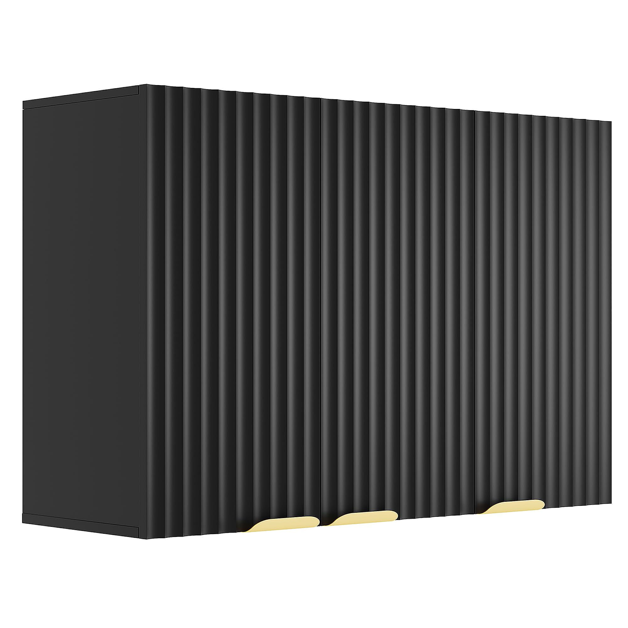 Photo 1 of ChooChoo 3 Doors Wall Cabinet Laundry Room, Bathroom Wall Cabinet with Adjustable Shelf, Fluted Wall-Mounted Medicine Cabinet, Storage Cabinet for Kitchen, Garage, Black
