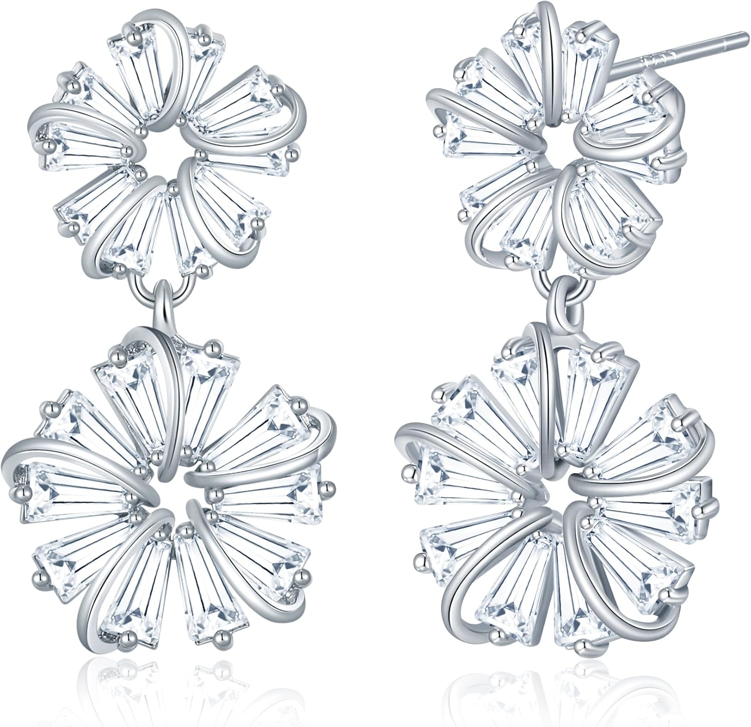 Gemsme Bridal Wedding Earrings for Brides Bridesmaides, 925 Sterling Silver Posts hypoallergenic Cubic Zirconia stud,Drop & Dangle Earrings for Women Jewelry Gifts