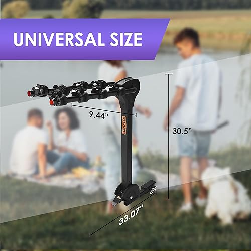 Miniatura 7 de Rockland Portabicicletas plegable para 4 bicicletas, capacidad de 120 libras, soporte de enganche para bicicletas con pedal ajustable, soporte para