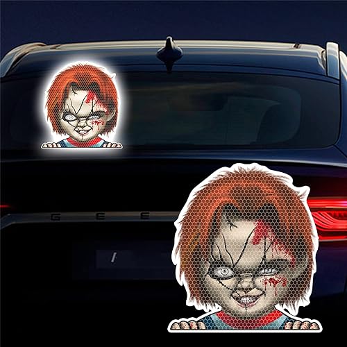 Miniatura 1 de Figuras de terror de Halloween para autos, Vesvory 2 calcomanías clásicas de personajes de películas de terror, calcomanías de vinilo para