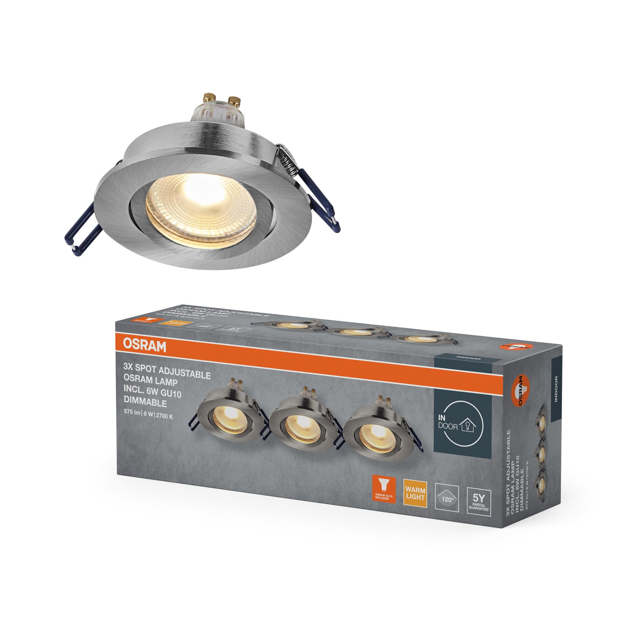 OSRAM Faretto da incasso LED Spot Set DIM 6W nichel satinato