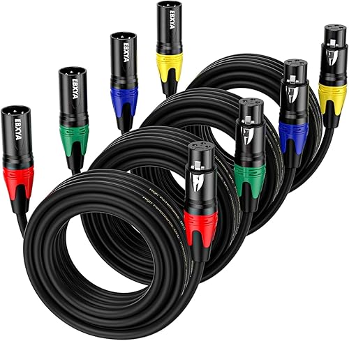 Miniatura 14 de EBXYA Cables XLR, paquete de 6 cables de micrófono XLR macho a hembra, cable de altavoz XLR equilibrado de 3 pines, cable de micrófono multicolor