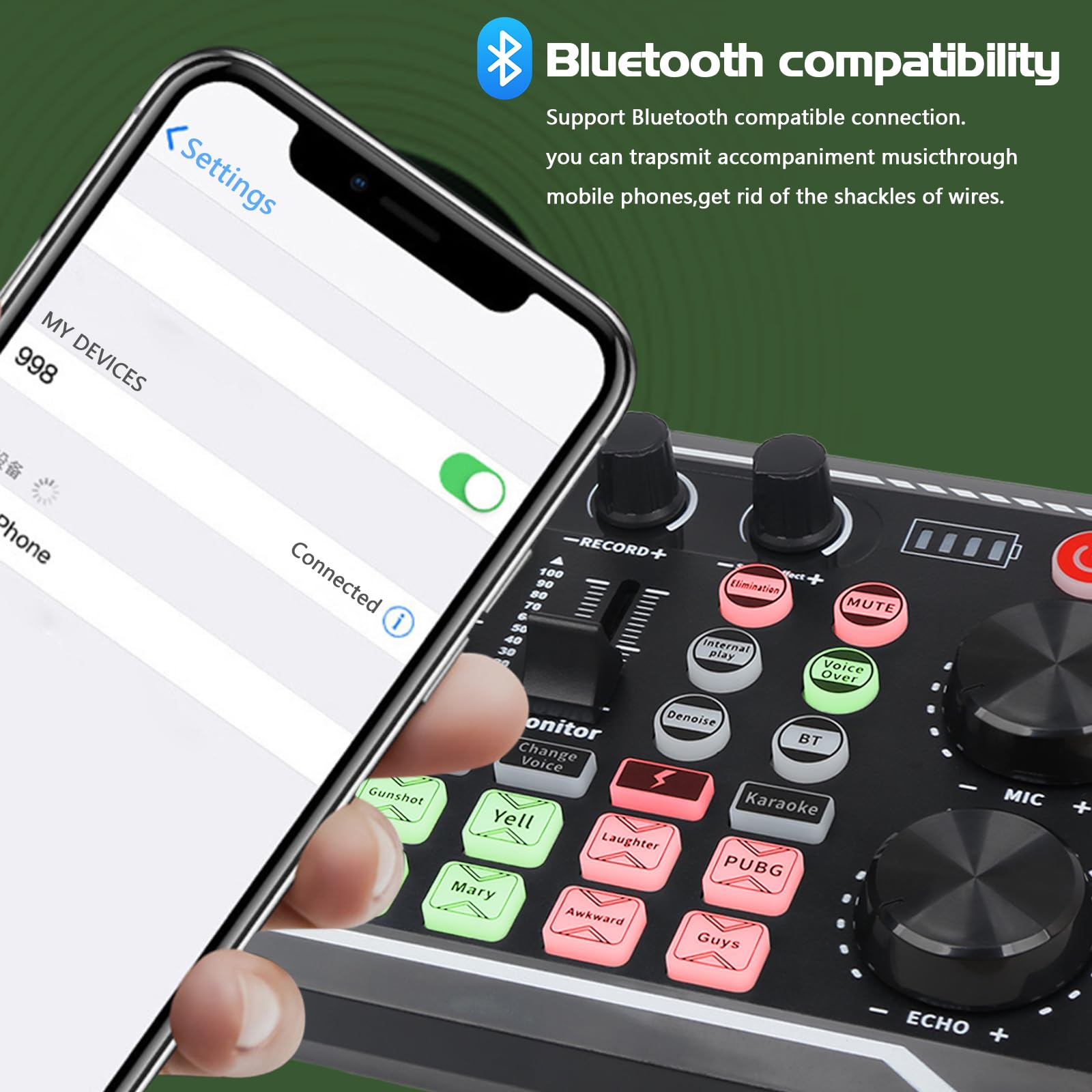 Scheda Audio Professionale per Suono Dal Vivo, Mixer Audio e Interfaccia Audio con Effetti Mixer DJ, Cambia Voce - Attrezzatura da Studio per Streaming/Podcasting/Gaming