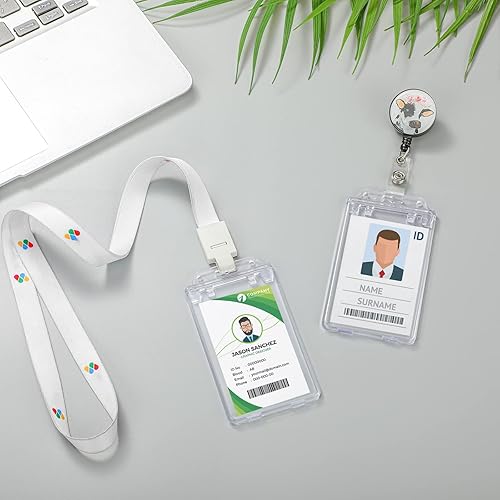 Miniatura 5 de Tinlade Paquete de 30 portatarjetas de plástico duro con bloqueo permanente, vertical, transparente, funda protectora resistente para oficina,