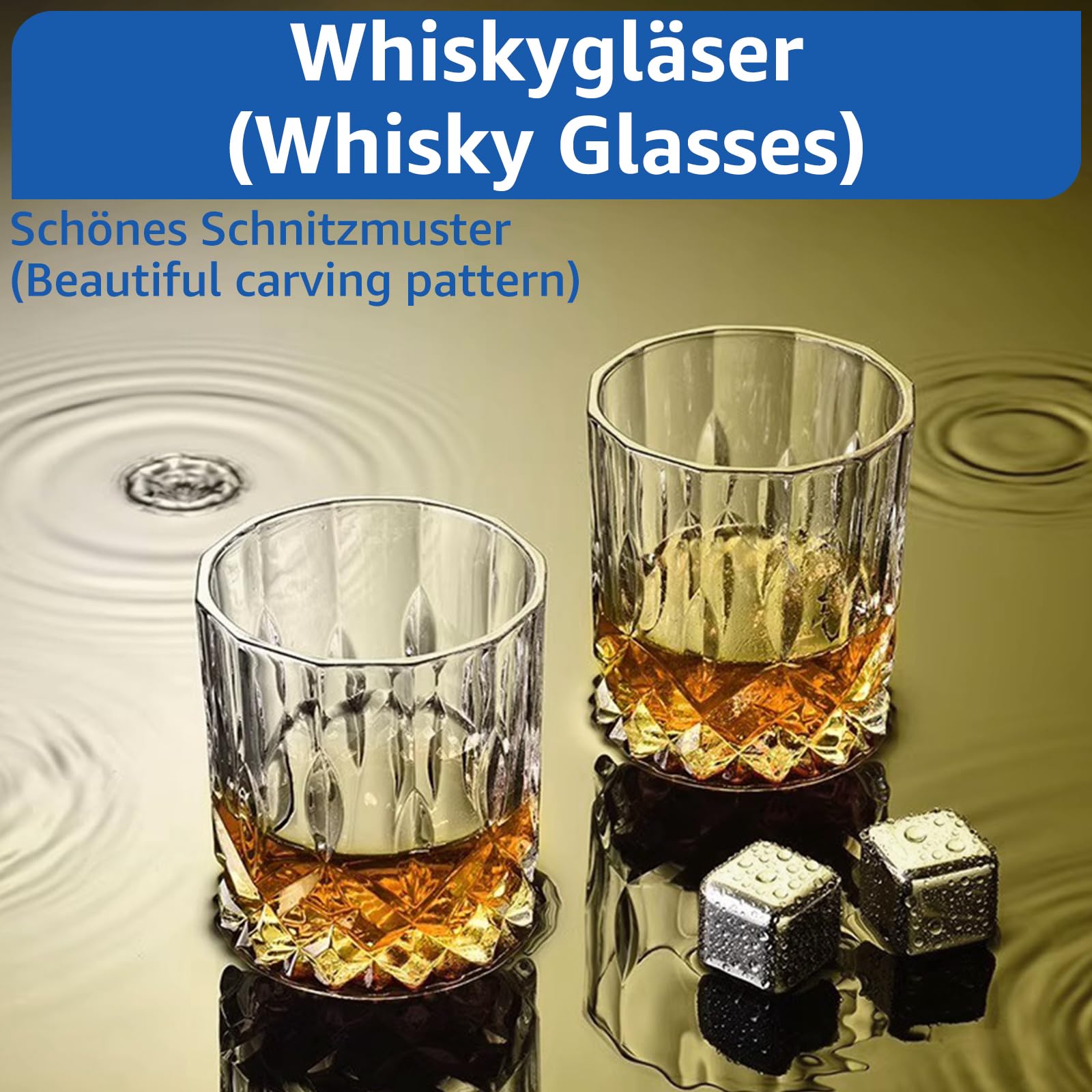 18 Stück Whisky Gläser, Whiskey Gläser 200ml, Kristallgläser mit Relieff, Tumbler Glas, Wiskeygläser- set, Whisky Glas Whyskigläserset Whiskey Glaser für Scotch, Bourbon, Cognac, Wodka und Likör