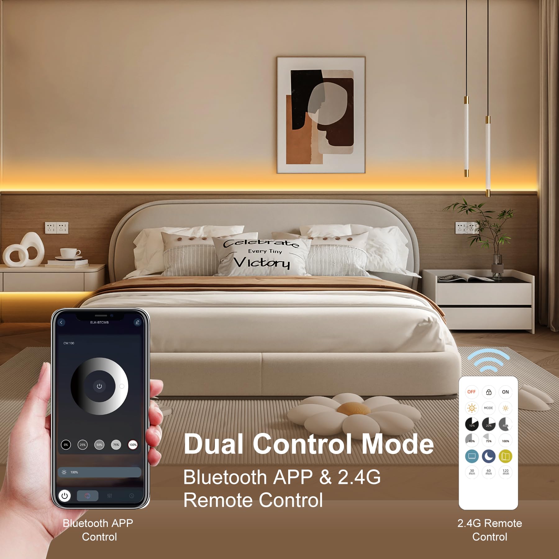 TTWAY Tira LED COB 20m, Tira LED 2700K con Fuente de Alimentación, Control Remoto, 384LEDs/M, DC24V, CRI 90+, 8mm Ancho, Tira LED Blanco Calido Regulables para Decoración del Hogar (2x10m)