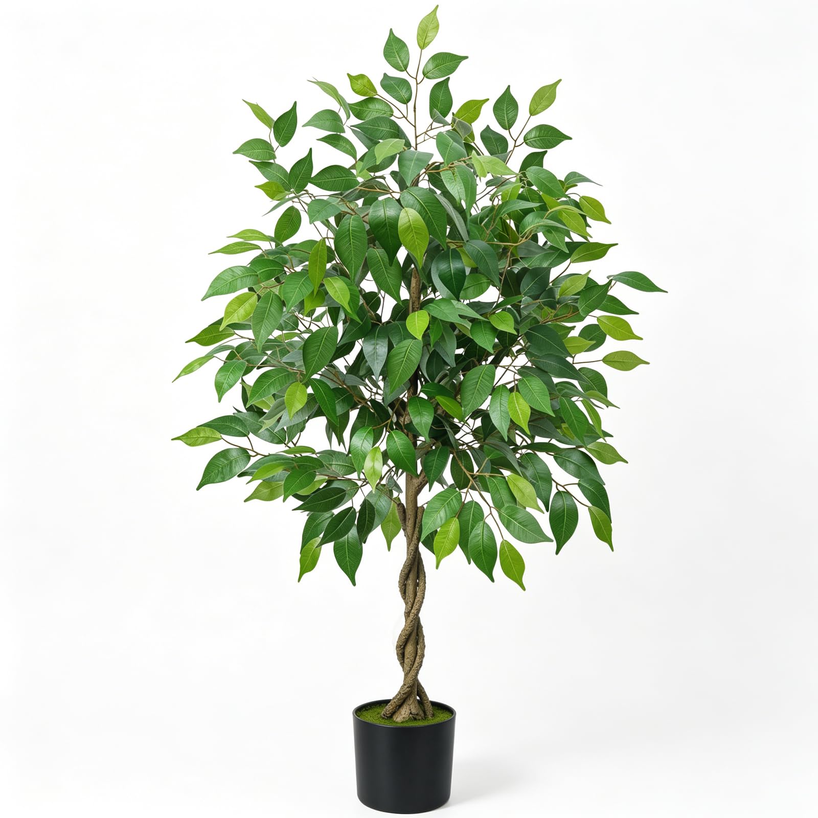 Albero di Ficus Artificiale 120 cm Piante Finte da Interno Pianta Finta Ficus Benjamin con Vaso Albero Finto Grande per Salotto Giardino Balcone Ufficio e Decorazioni Interne ed Esterne