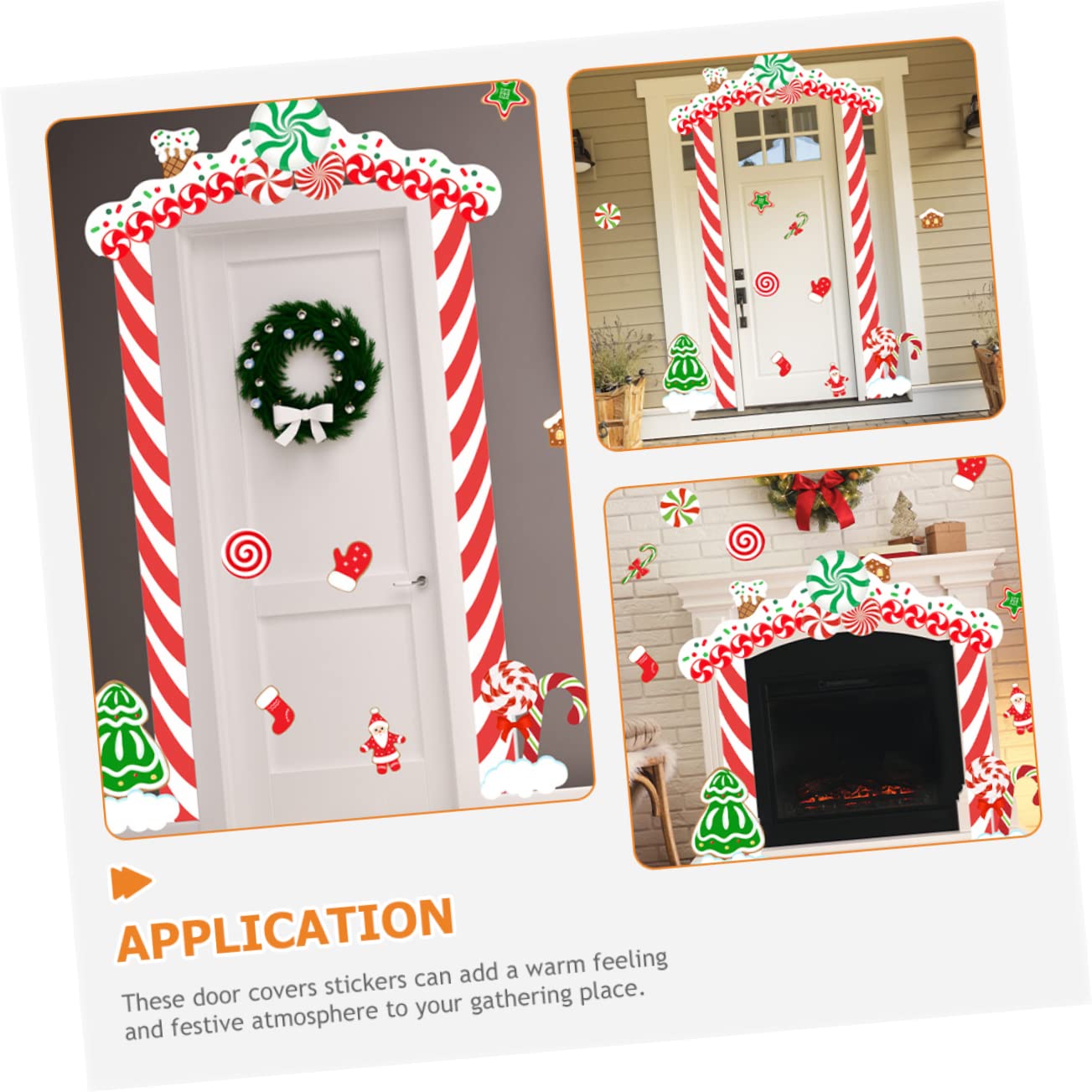 PRETYZOOM 4 Set Adesivi Natalizi Per Telaio Della Porta Muro Di Natale Decorazione Natalizia La Finestra Di Natale Aggrappa Ornamento Di Pan Di Home Decor Rosso Carta Rivestita