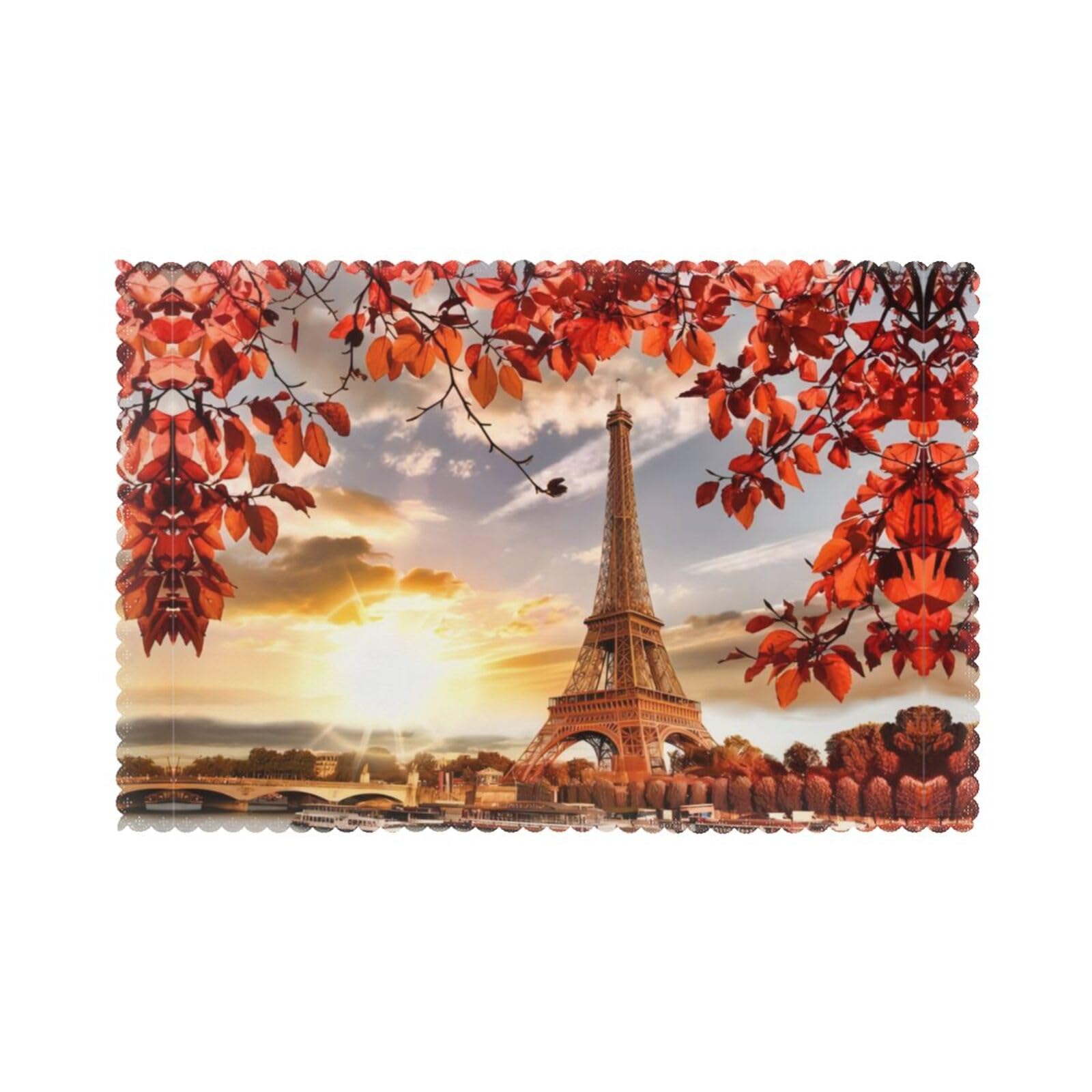 YYHHAOFA Paris Eiffel Tower with Autumn Leaves Prints Placemats Set of 6 12x18in – A Thoughtful Housewarming Gift for Stylish Hosts