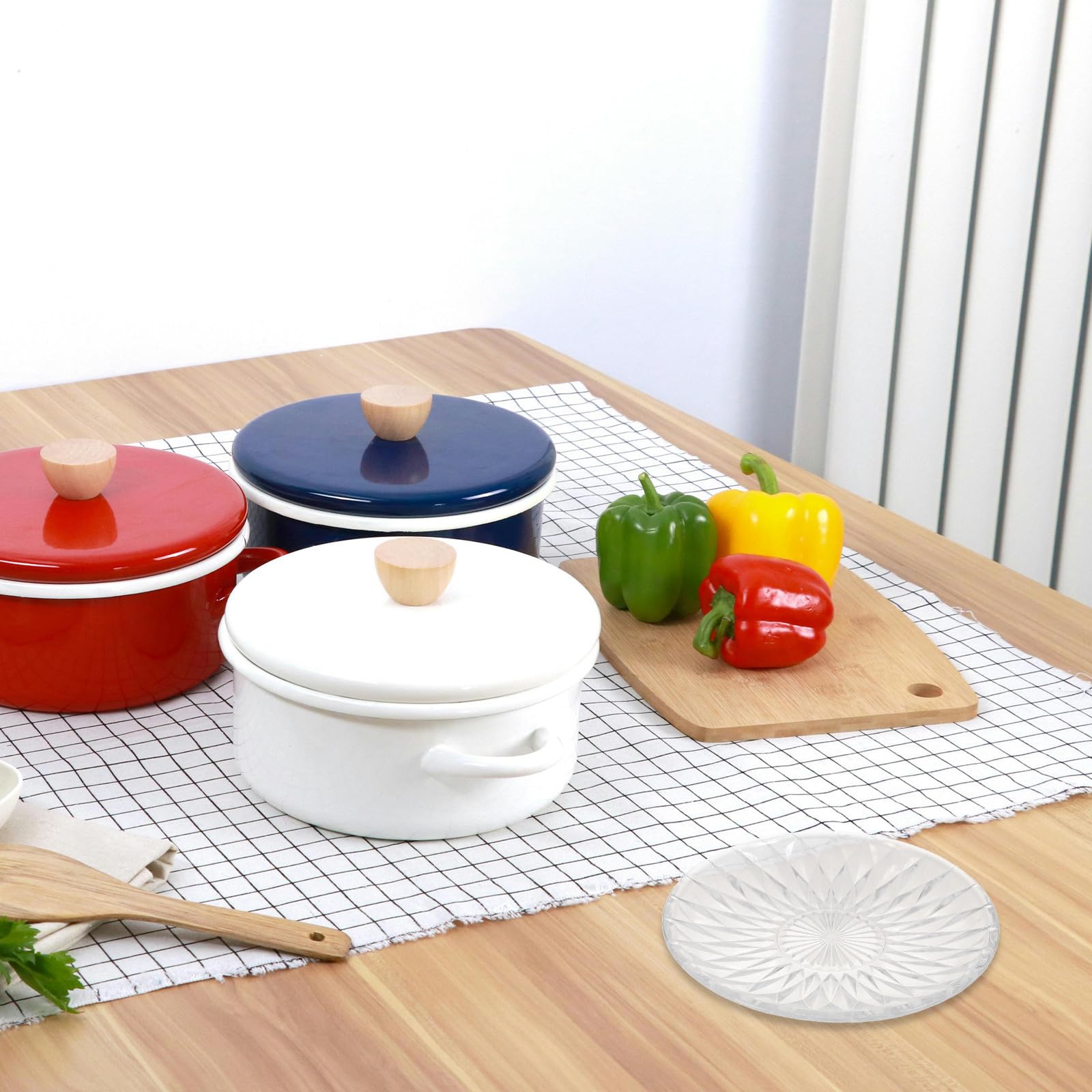 Levemolo 6 Pièces Assiette Dessert en Verre Transparent à Motif Diamant Vintage, Polyvalente et Facile à Servir pour Fruits Glacés et Snacks D' Réutilisable