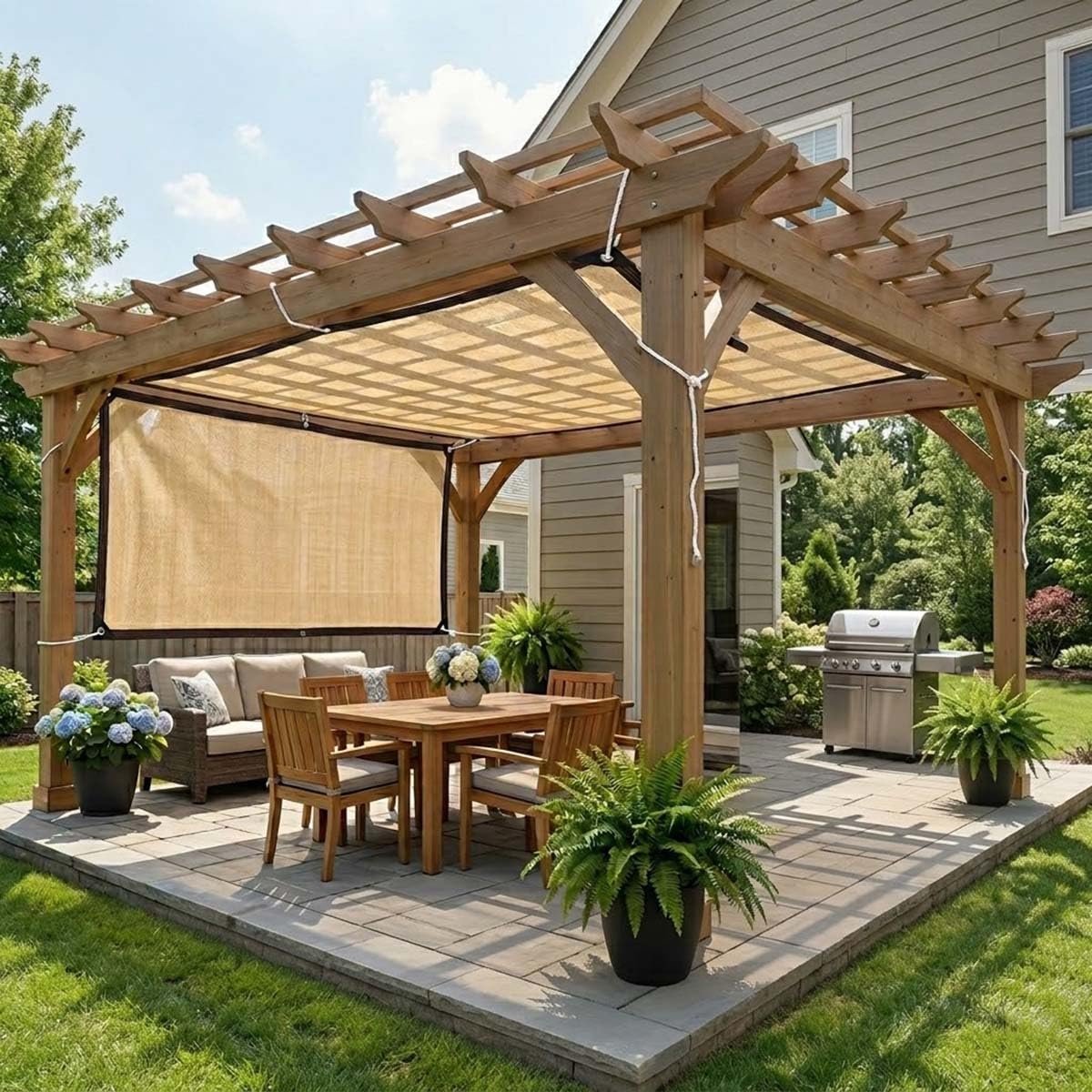 Red de Sombreado, 80% de Protección Solar Malla Sombreadora Exterior, Malla Sombreo Tela de Sombra para Jardín Pérgola Invernadero, 1X2m 2x6m 5x9m 3x5m 3x9m 4x8m 4x7m 6x9m, Beige(6mx9m)