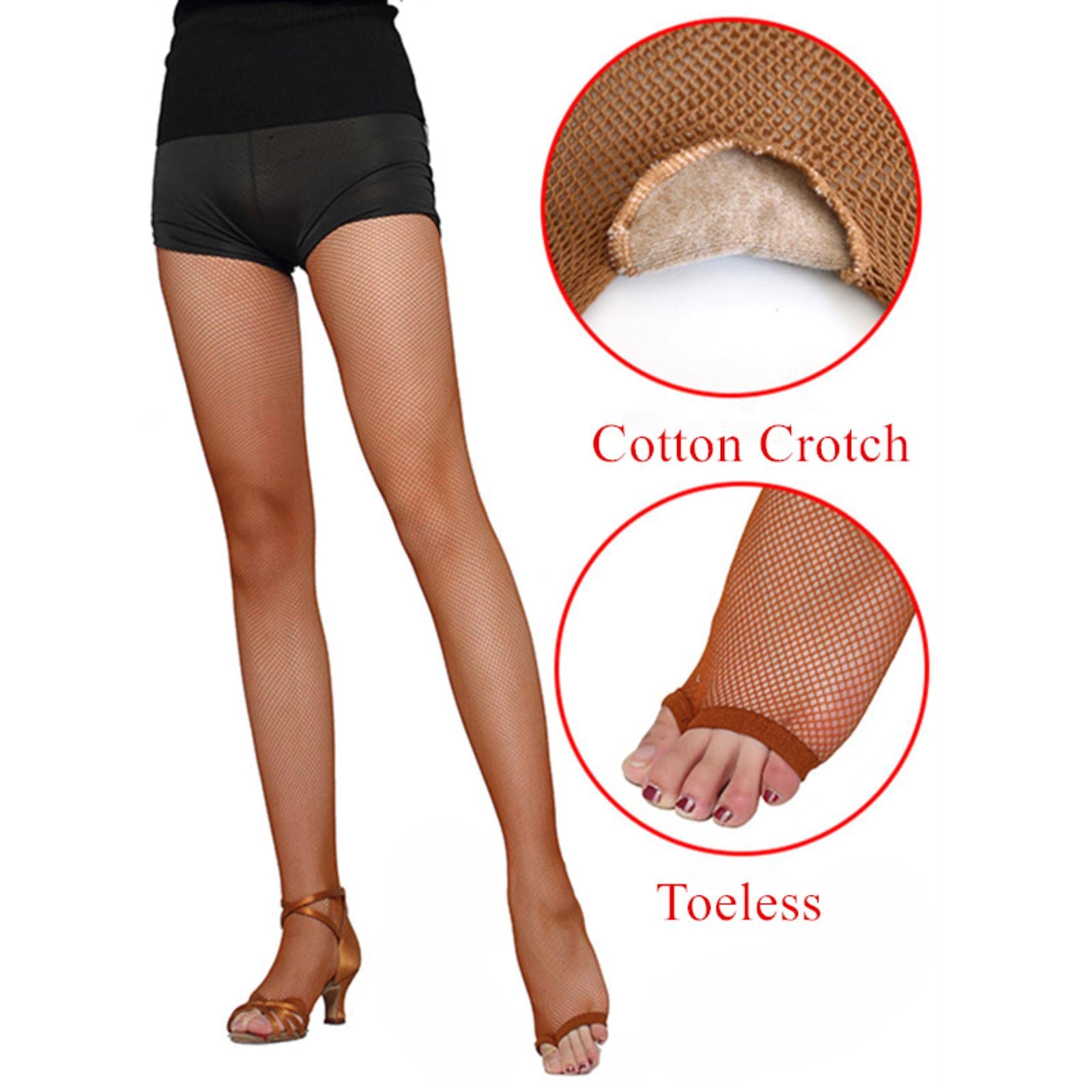 Strümpfe Damen Übergröße Dessous Sexy Netzstrumpfhose Offene Zehen Nylonstrümpfe Stretch Strumpfhosen Damensocken (Braun ohne Kristall A)