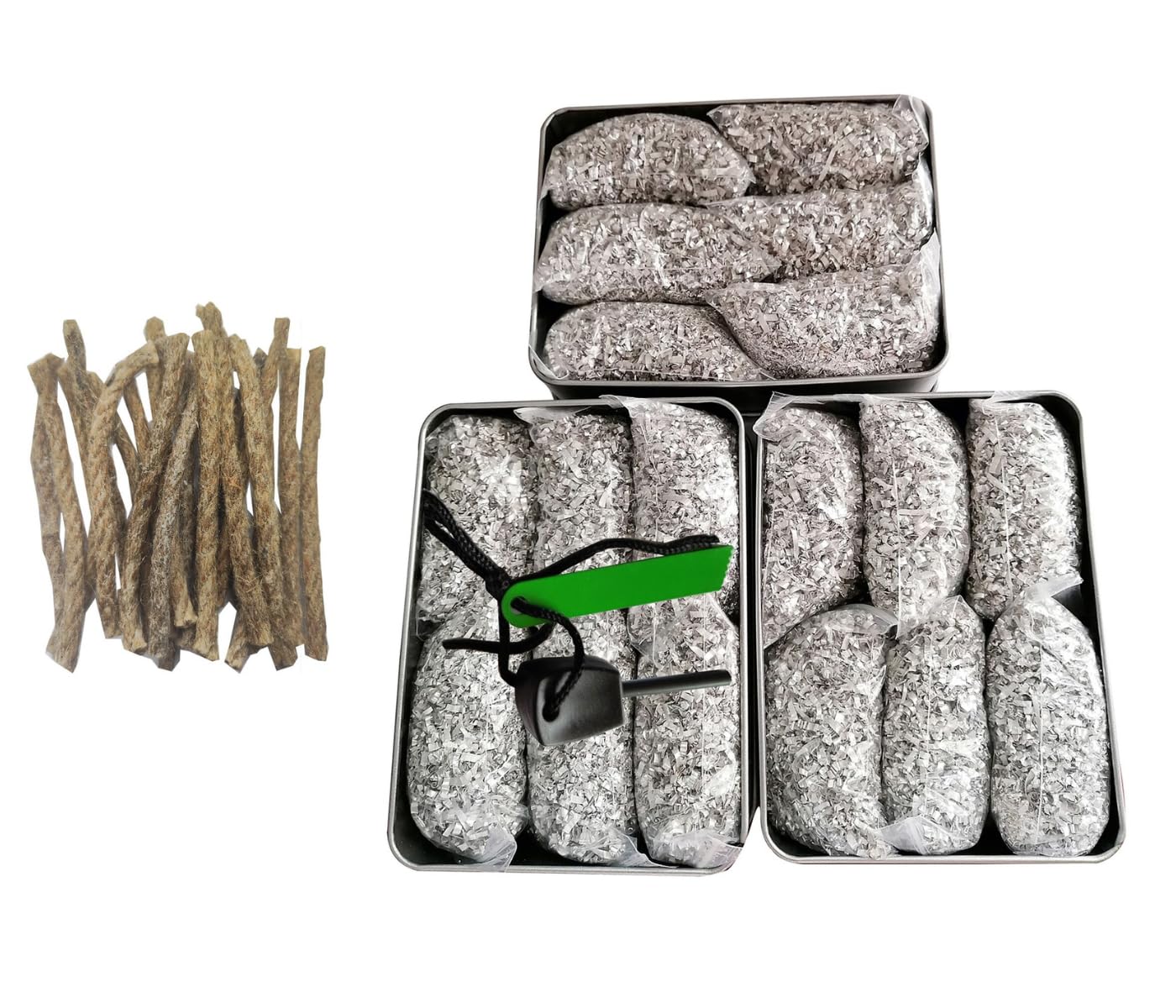 Emergency Fire Starter Kit - Magnesium 36 Bags 99% Pure Ferro Rod for Camping Hiking Bushcraft Survival Outdoor Hurricane Portable + 1 Free Tin Box
