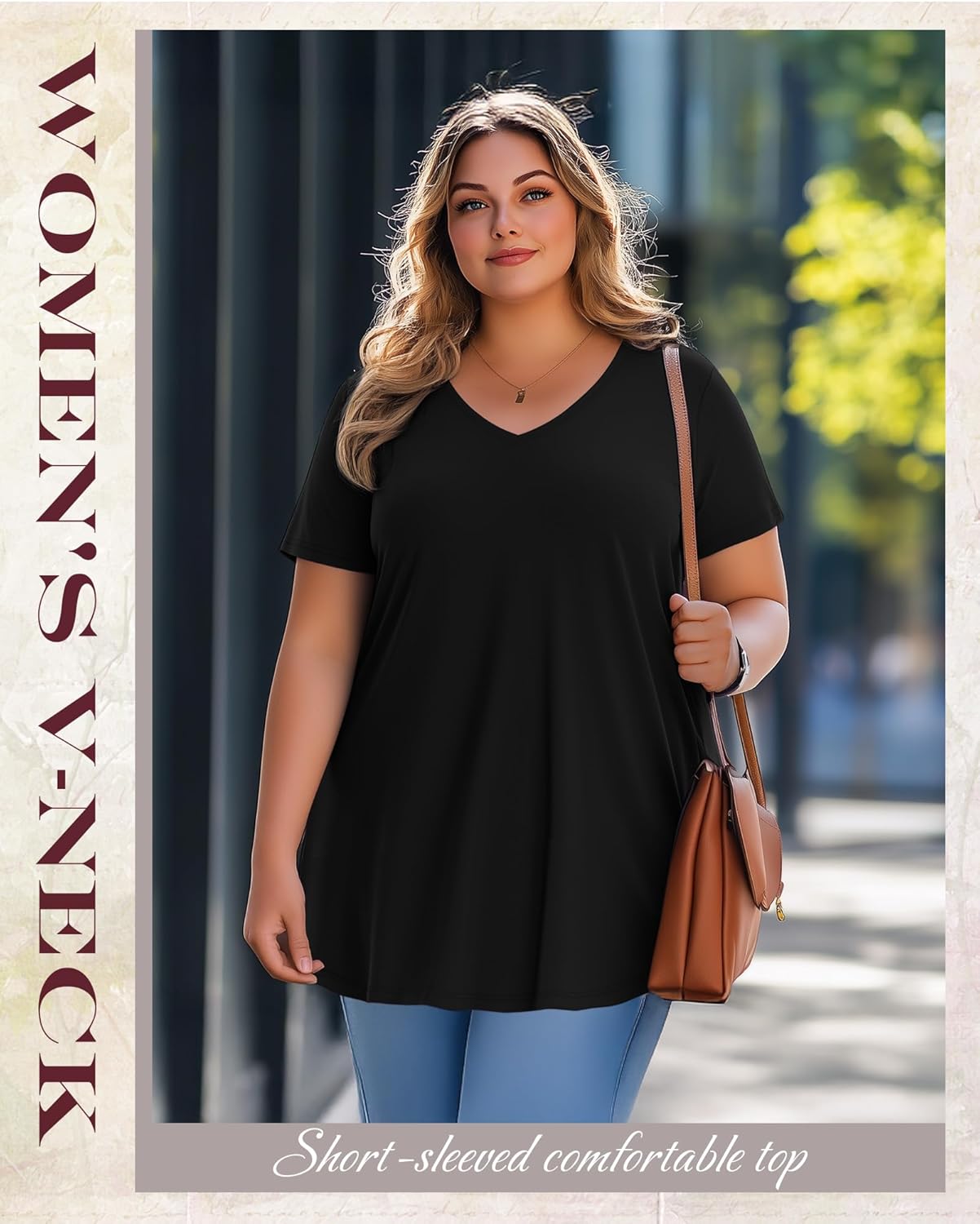 3 Pack Women's Plus Size Tops Short Sleeve Tunic Shirts V Neck Loose Flowy Swing Casual Summer Tees - Image 2