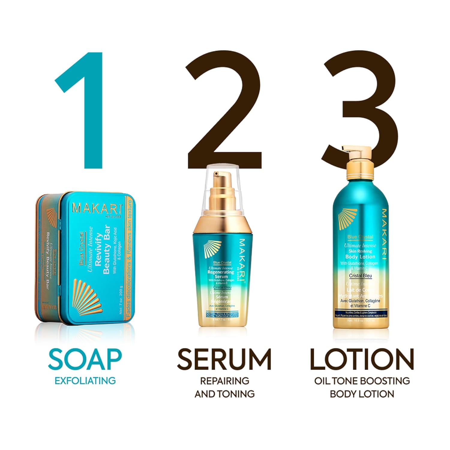 Makari Blue Crystal Beauty Exfoliating Bar Soap – 7 oz Bath Soap for Women & Men | Exfoliating Cleanser with Glutathione, Kojic Acid & Collagen for Smooth, Refreshed-Looking Skin - Image 6