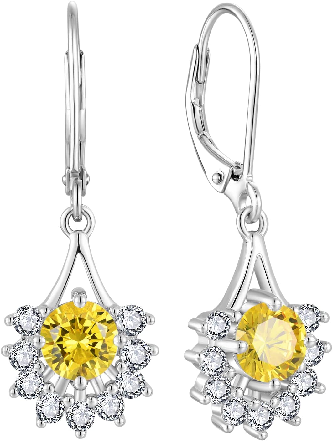 Leverback Earrings 925 Sterling Silver Dangle Drop Earrings Cubic Zirconia Earrings Birthday Gift for Women Her Wife Mother