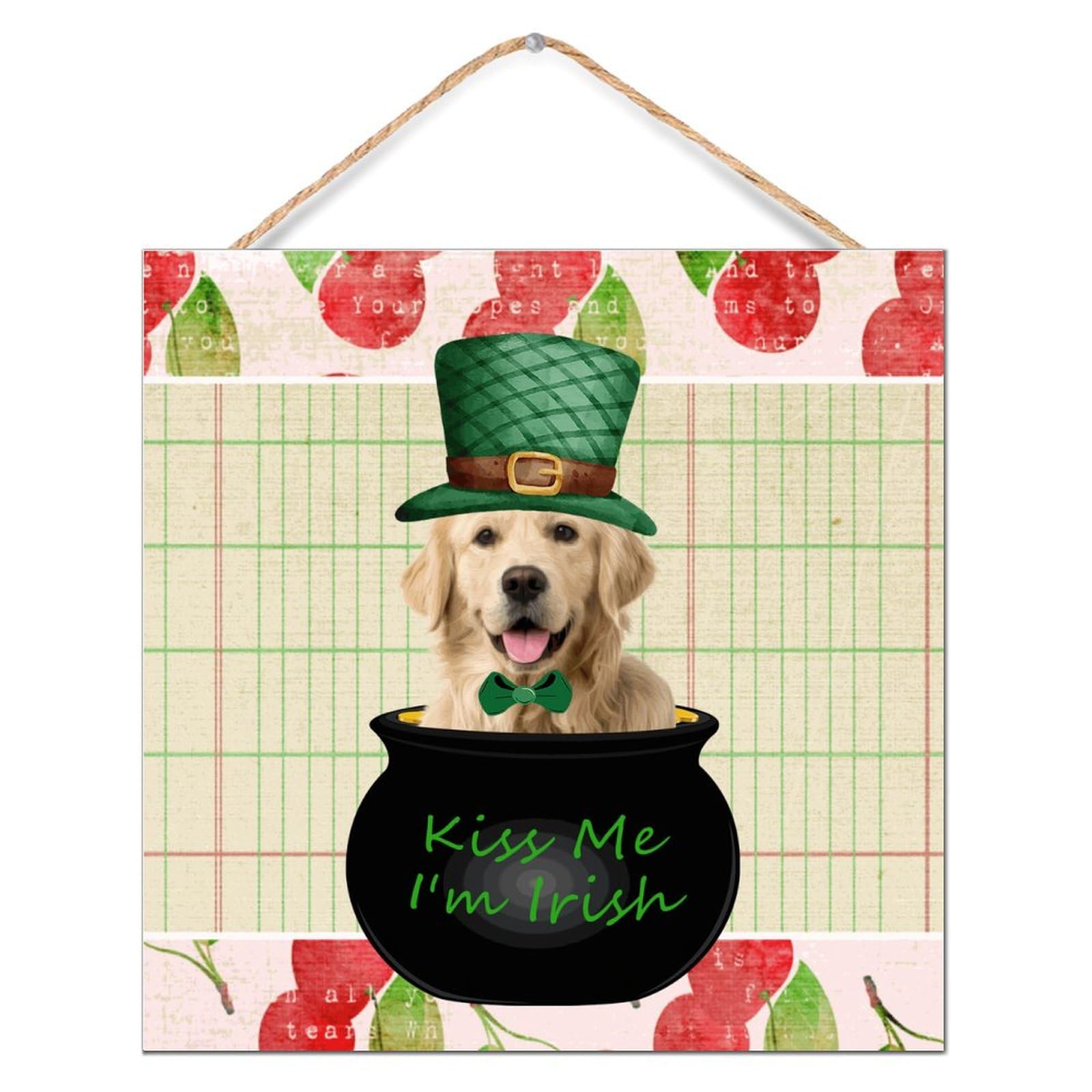 Décoration de table Saint-Patrick avec panneau bois Kiss Me I'm Irish