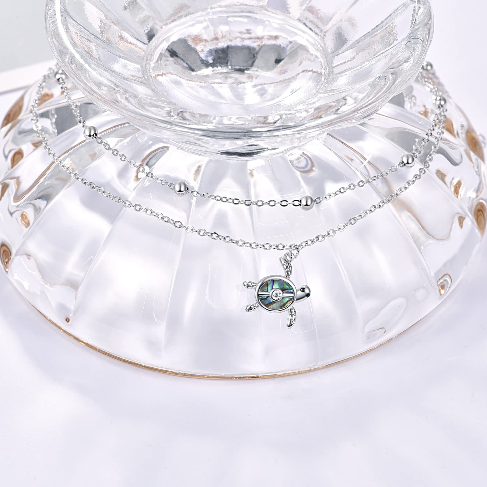 KINGWHYTE Tobillera de plata de ley 925 con tortuga de mar, regalo para mujer, novia, madre, hermana, 9 pulgadas, 9 inches, Plata de ley